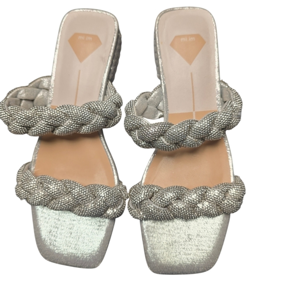 MI.IM Silver Braided Block HeelHeel Sz.6